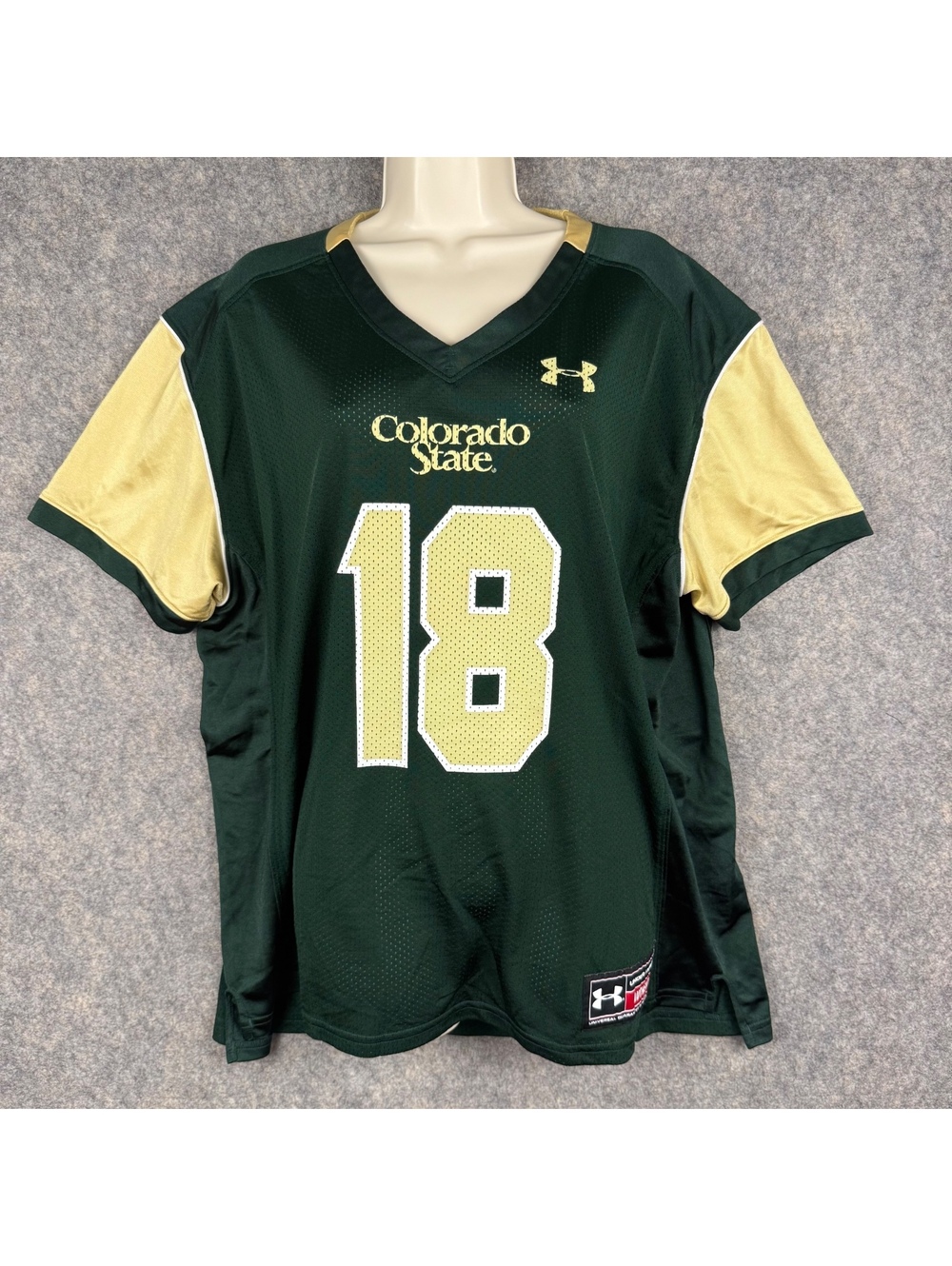 Under Armour Colorado State Rams Football Jersey #18 Green Gold Women 2XL 941